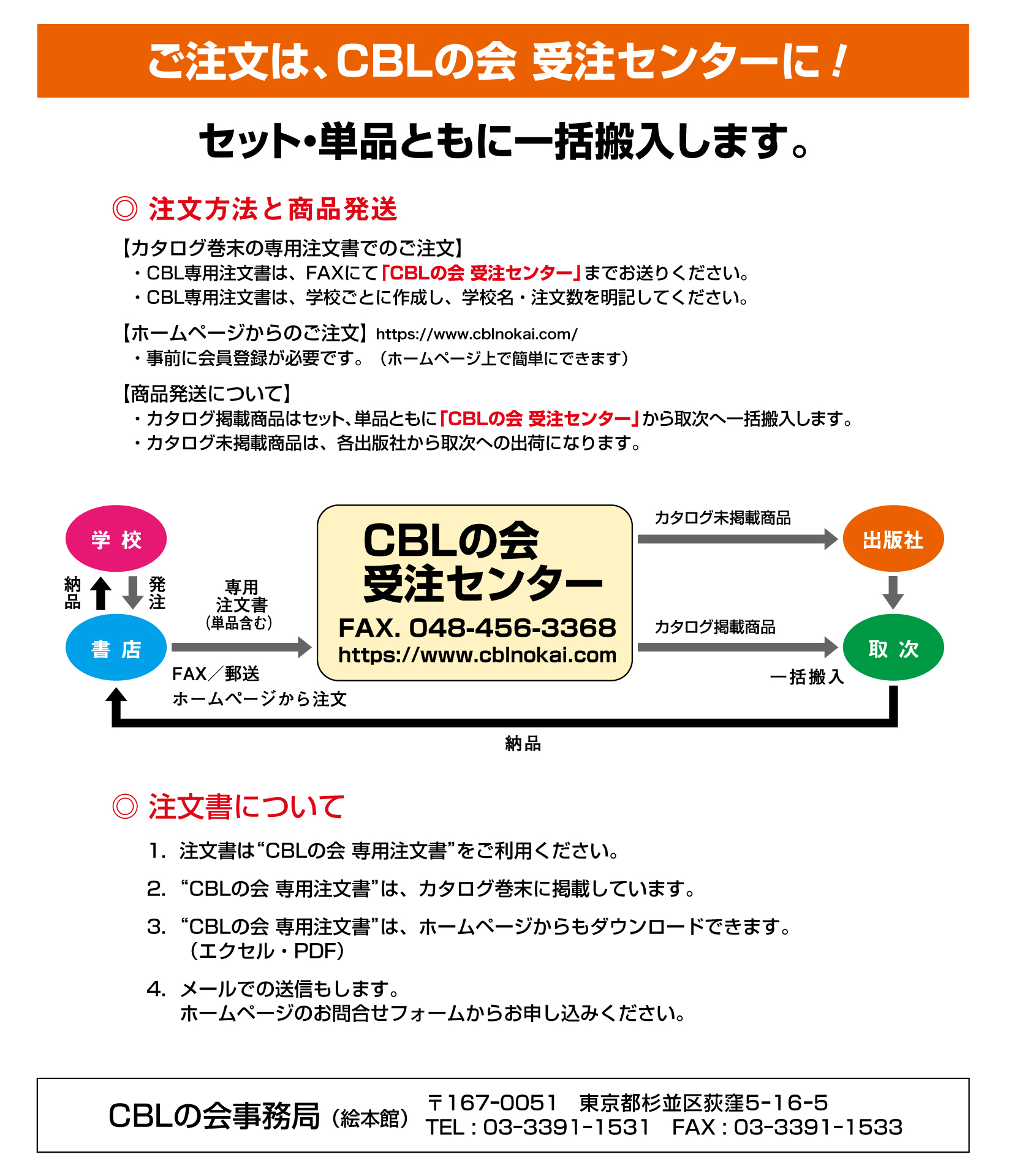 ご注文は、CBLの会 受注センターに！