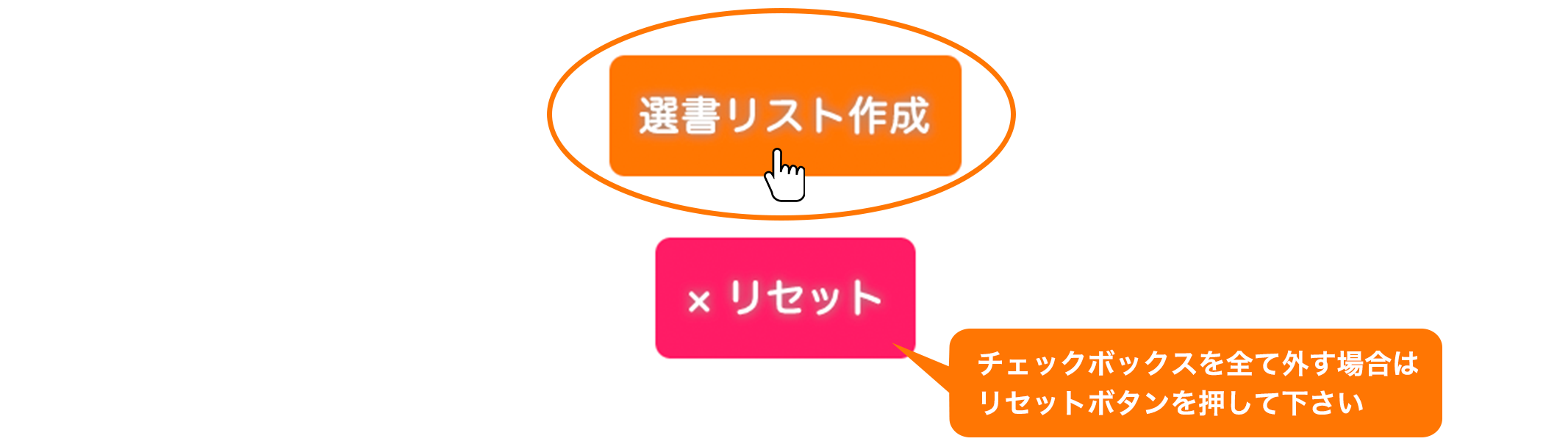 チェックを全てはずす場合は リセットボタンを押してください